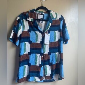 NEW Cactusman men’s geometric modern casual button down size M